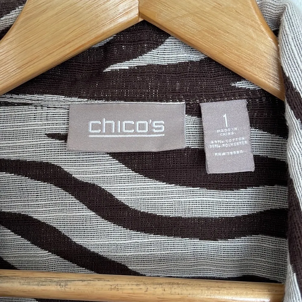 Chicos Women’s Jacket Blazer Zebra Animal Print Brown Mocha Ivory. - Image 2