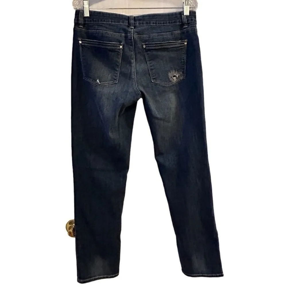 White House Black Market Women's Size 8 Blue Straight Crop Jeans - Image 11