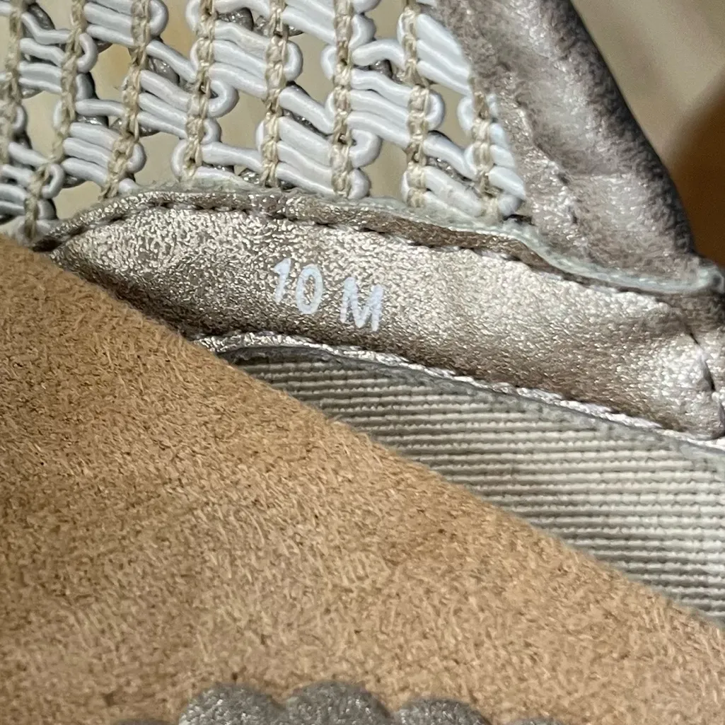 BareTraps Flossey Silver Woven Cork Wedge Sandal Comfort Slip On Women’s Size 10 - Image 10