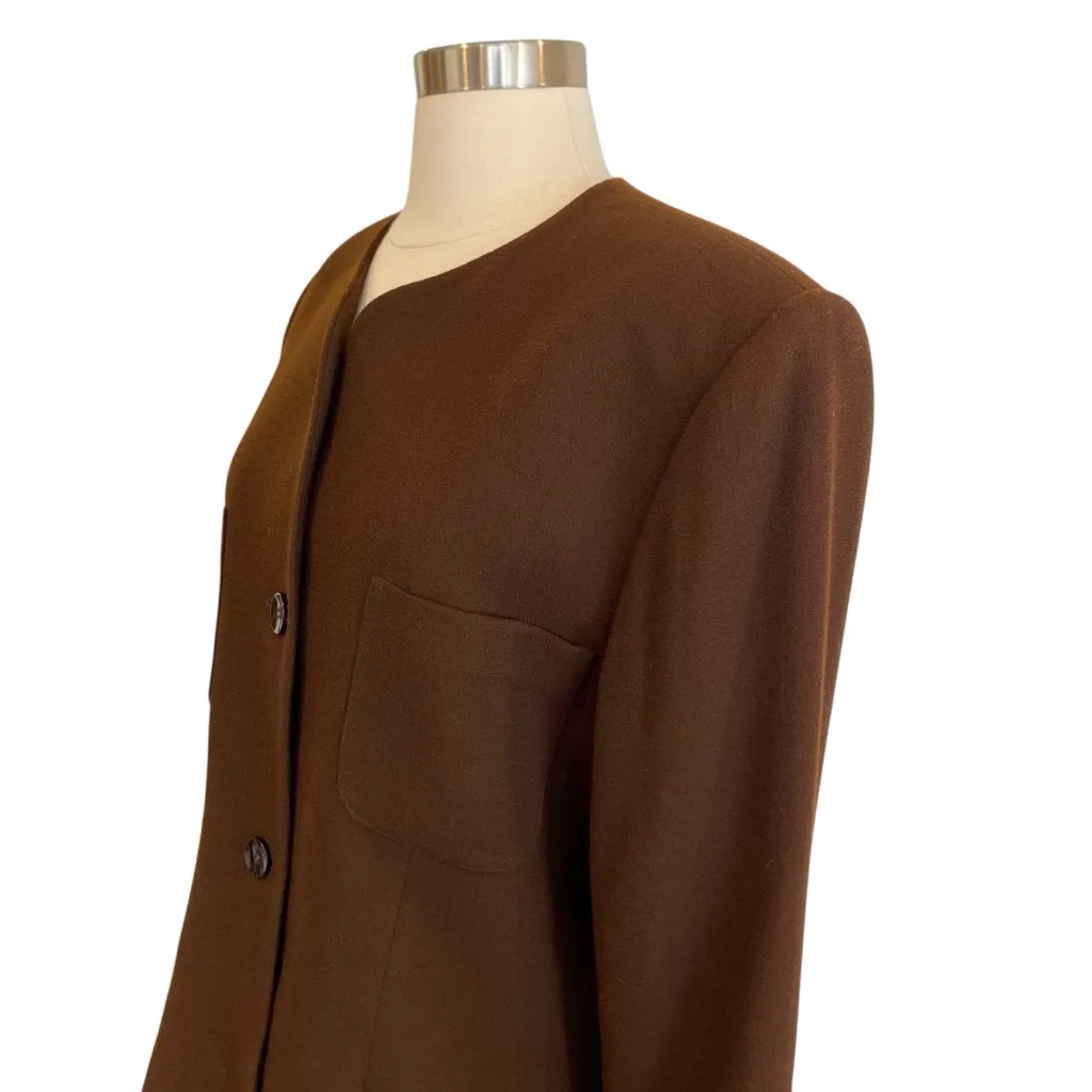 Jones New York Brown Wool Collarless Blazer - Image 5
