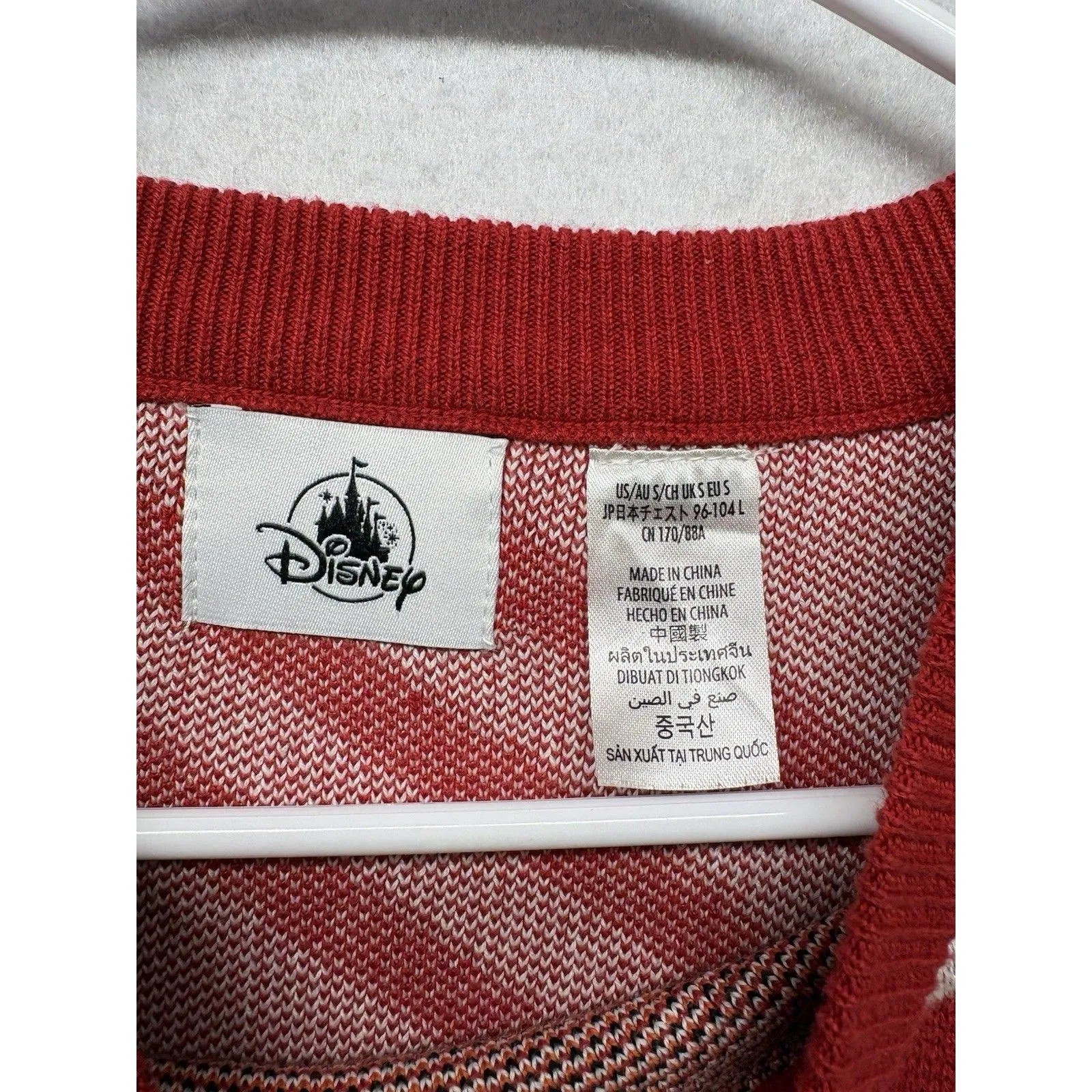 Disney Santa Mickey Mouse Holiday Sweater 2023 Christmas Candy Cane Stripes Sz S - Image 2