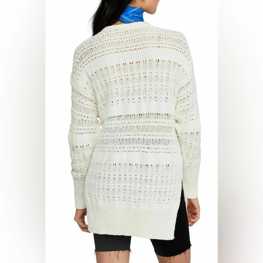 Free People Ivory Hot Tropics V-Neck Tunic Pullover Knit Sweater Size SMALL NWOT - Image 3