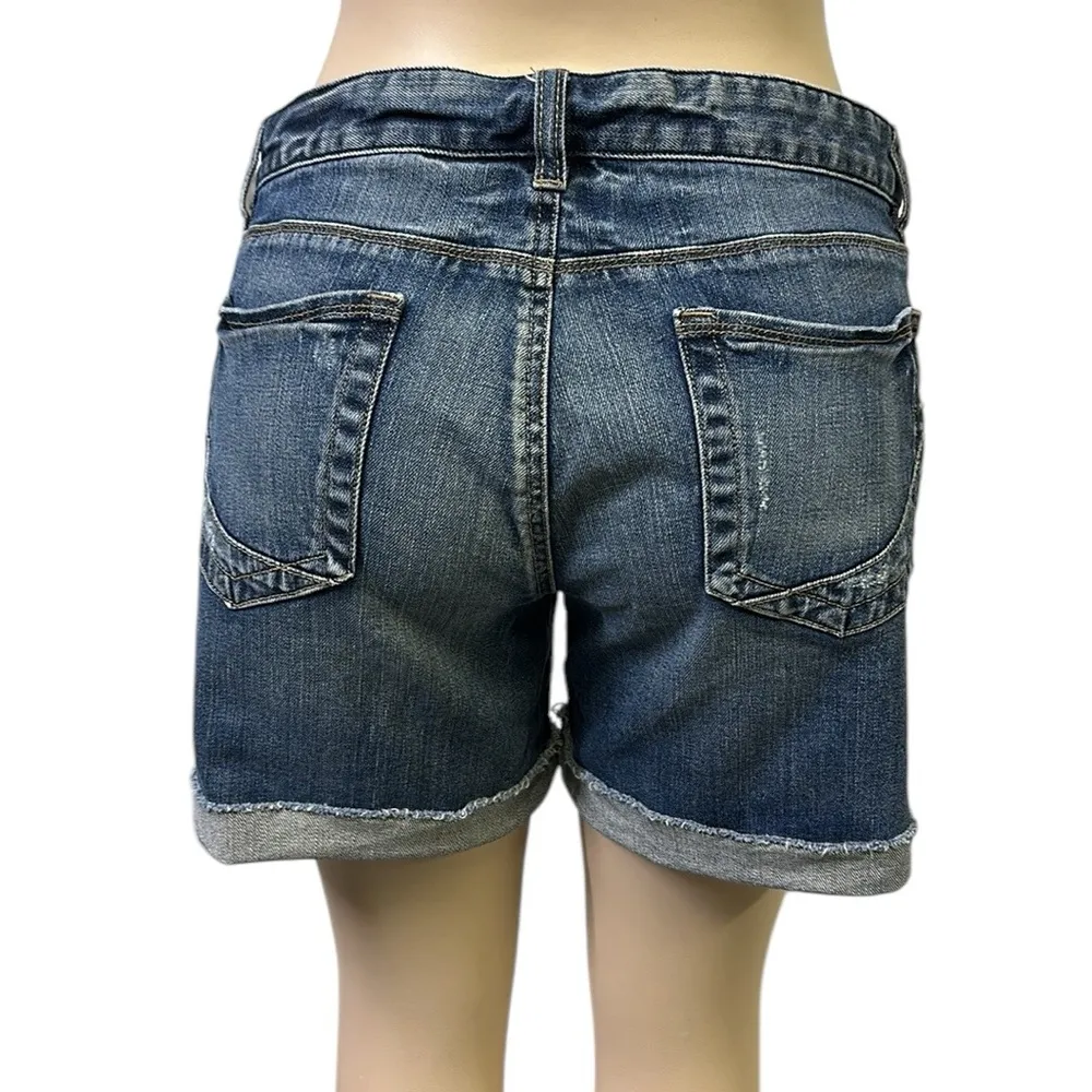 Loft Denim Mid Rise Raw Hemmed Cuffed Blue Jean Shorts Size 10 or 30 Waist - Image 4