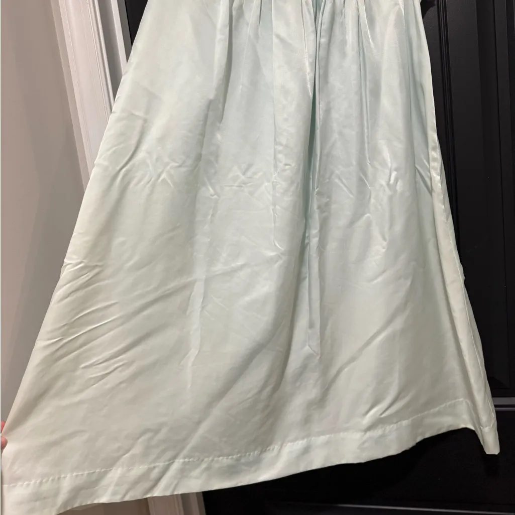 Christian Dior Vintage Blue Green Satin Lace Dress - Image 4