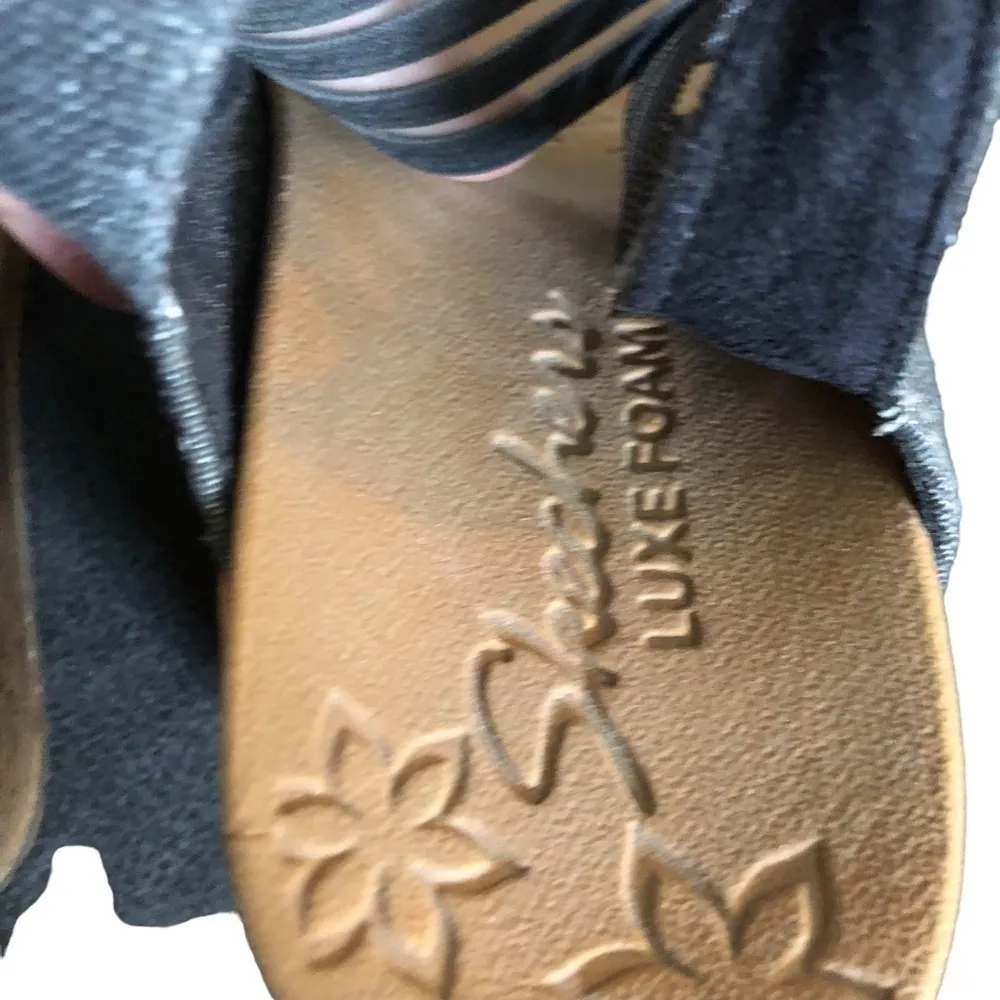 Skechers Beverlee Smitten Kitten Sandal Sz. 10 Luxe Foam Cork Heel Mesh Canvas - Image 6