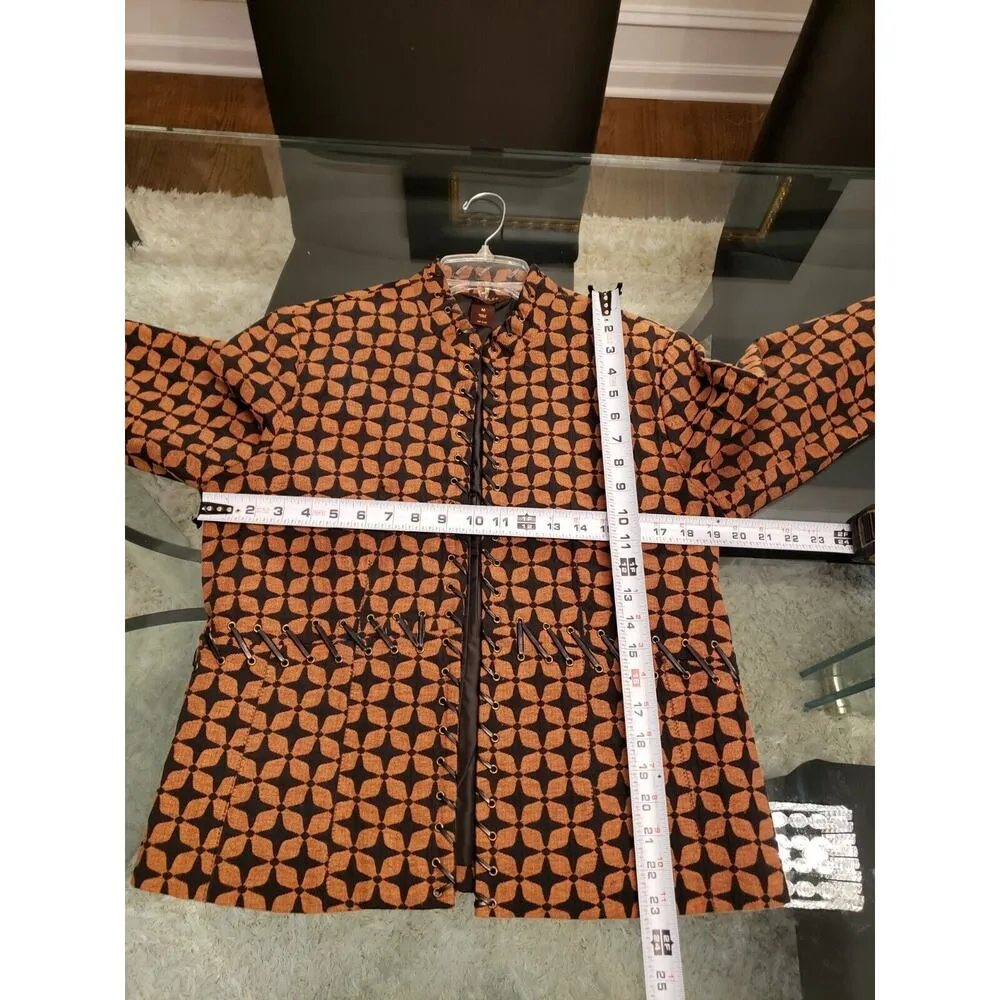 Multiples Women's Brown Black Floral Lined Long Sleeve Open Front Blazer Size M - Image 13