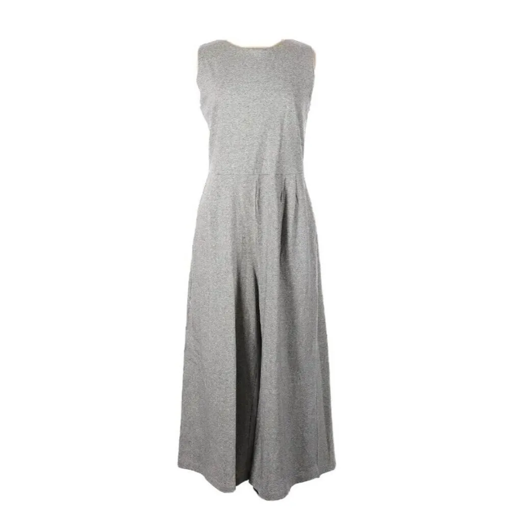 NWT Eileen Fisher Speckled Organic Cotton Jumpsuit in Moon Gray Crop Jumper XL - Image 2