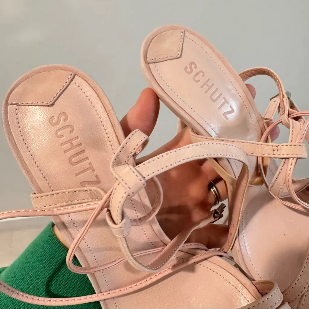 NWT Schutz Linda Nubuck Leather Strappy Heels in Sweet Rose Size 8B - Image 2
