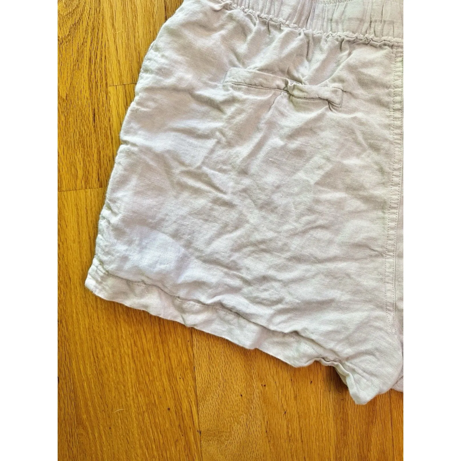 C&C California Women's Off White Light Cream Pull-On Linen Belted Shorts Size L - Image 11