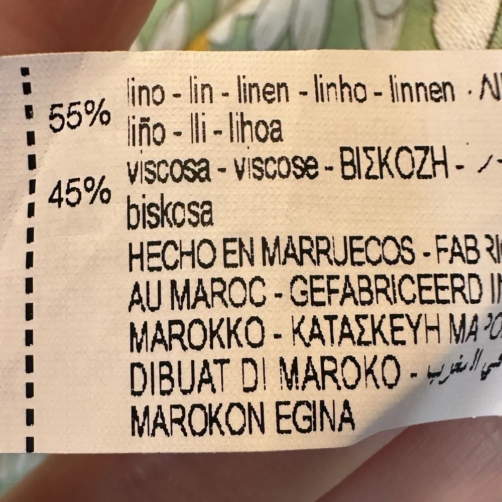 Zara Women's Linen Blend Green Square Neck Sunflower Mini Dress Size XS‎ - Image 5