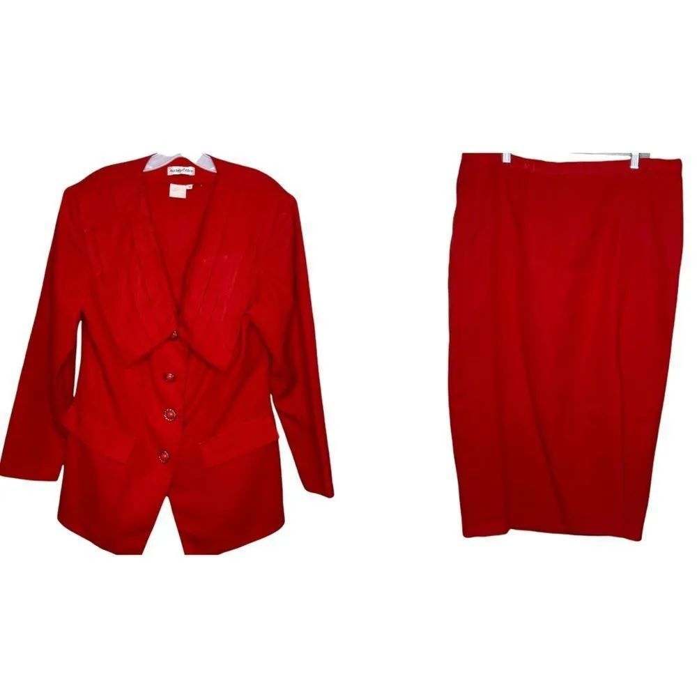 Vintage Audrey Celine‎ Skirt Set Red Size 14 - Image 2