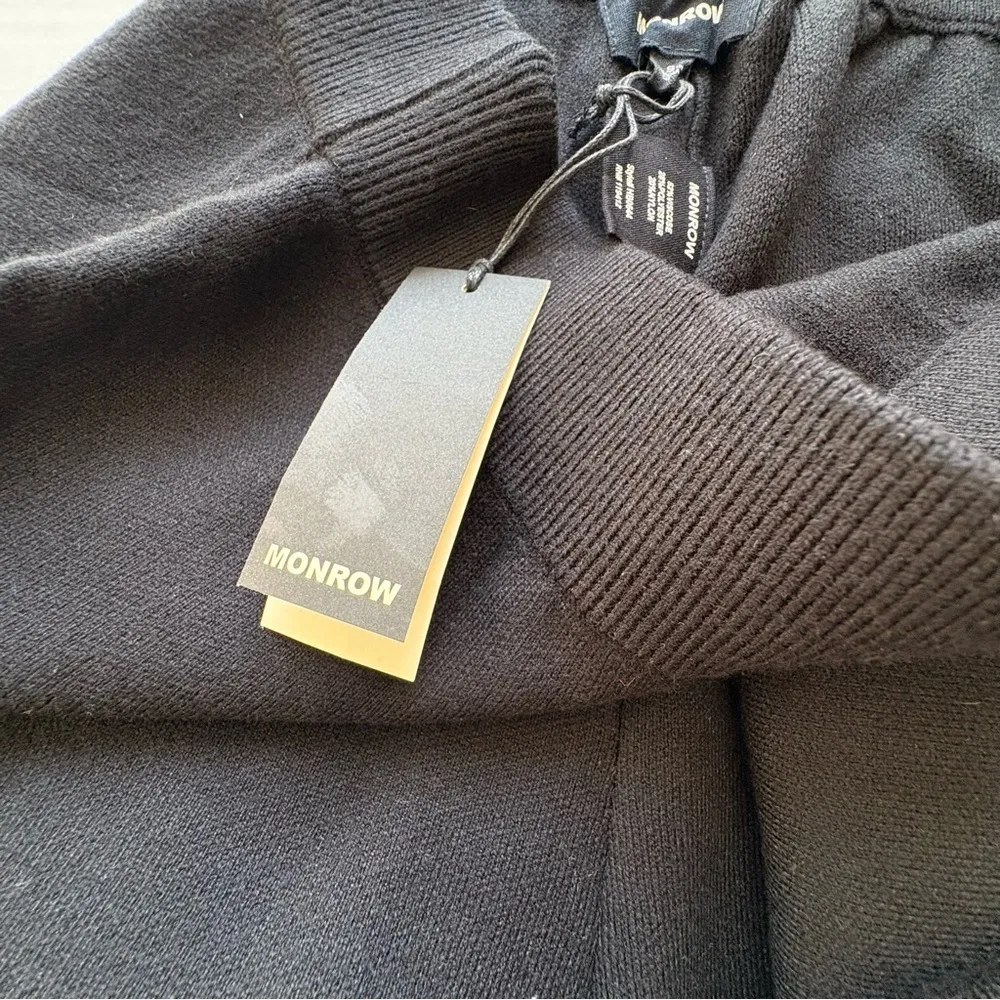 NWT Monrow Supersoft Knit flare Slit Hem Pants small black pull on trousers - Image 10