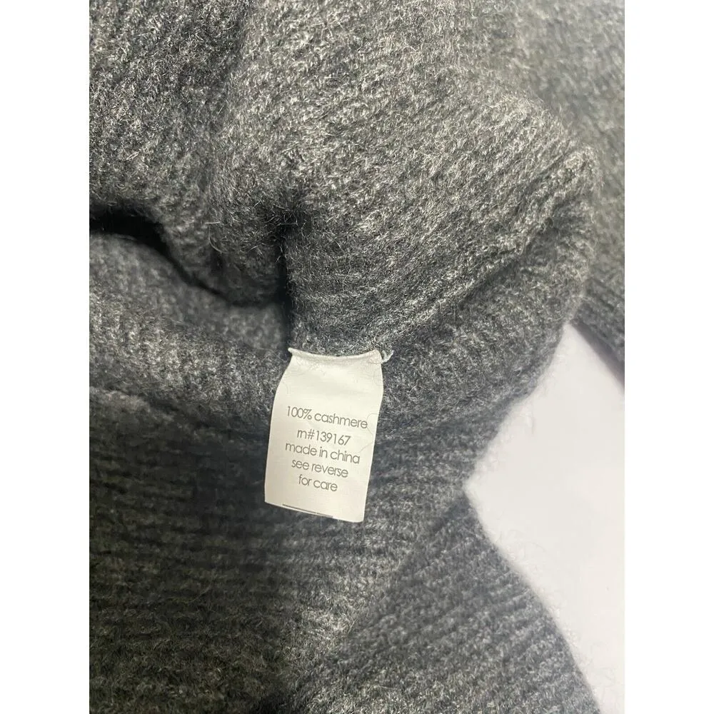 27 Miles 100% Cashmere Sweater XS Gray Pullover Front Tie Knit Lightweight Cozy - Image 9