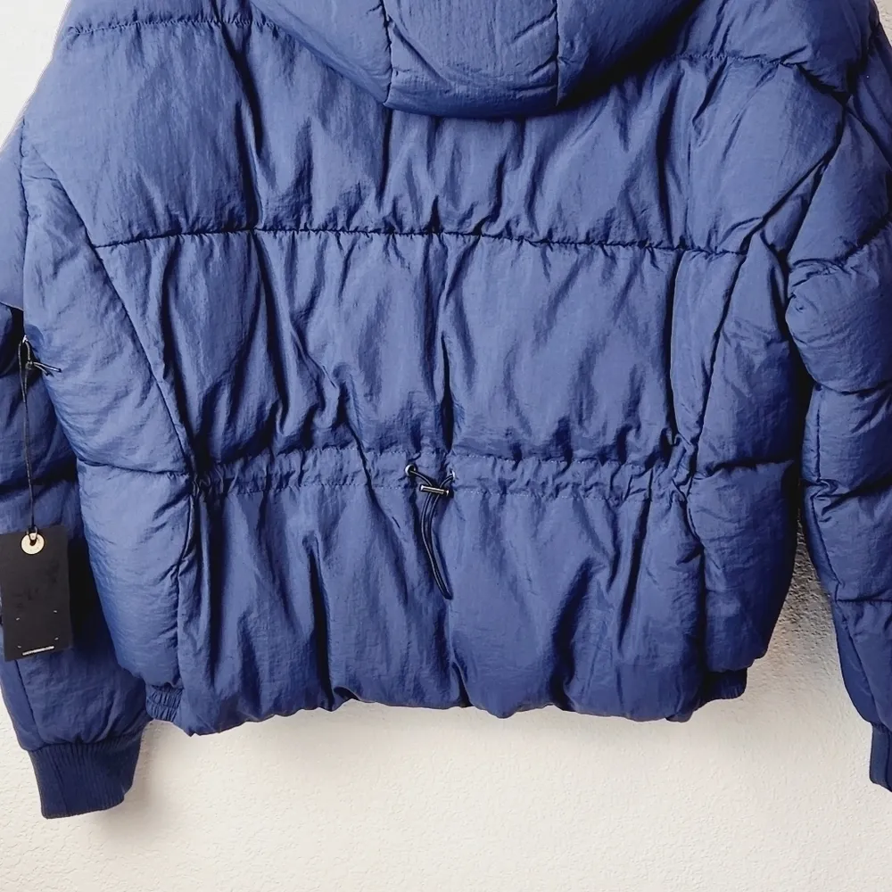 LUCKY Brand Short Puffer Medium Blue Hooded Jacket Size: S - Image 6