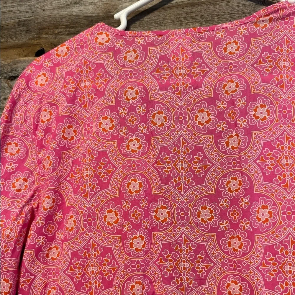 J Crew Factory Tunic Womens Small Pink Orange 3/4 Sleeve Front Tie Tissue Swim - Image 2