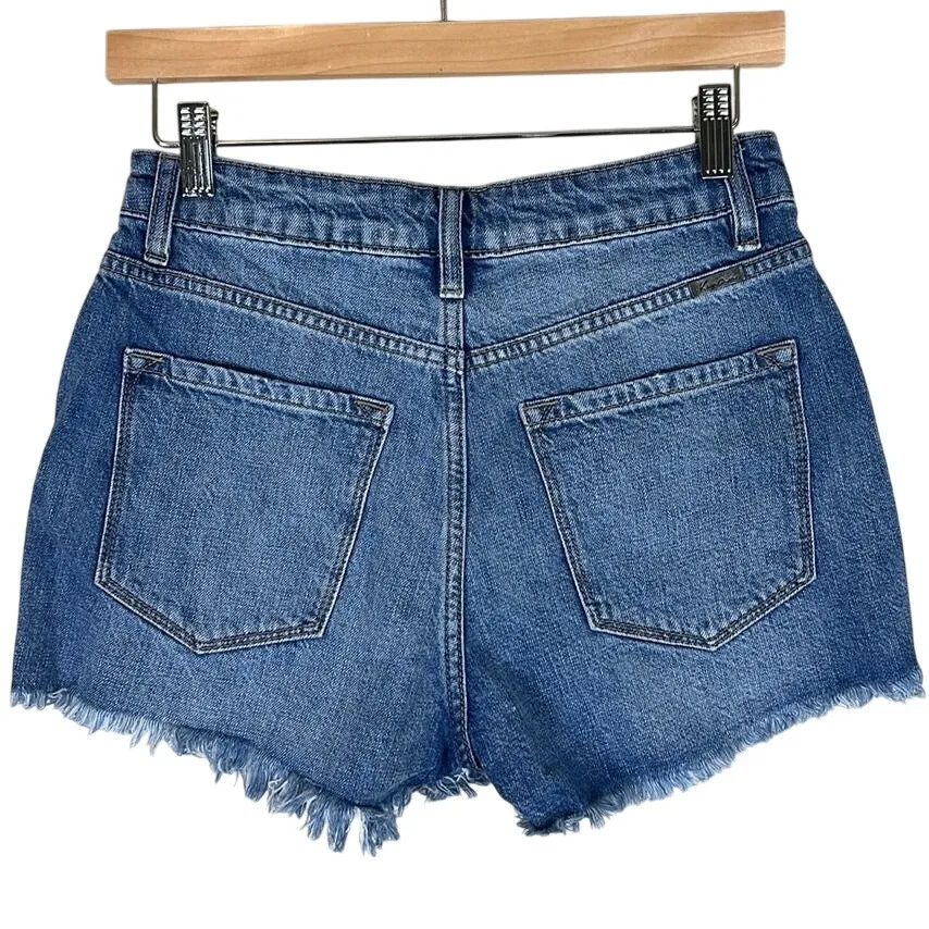 KanCan Shorts Womens 25 Jean Denim High Waisted Distressed Casual Streetwear Y2K Blue - Image 3