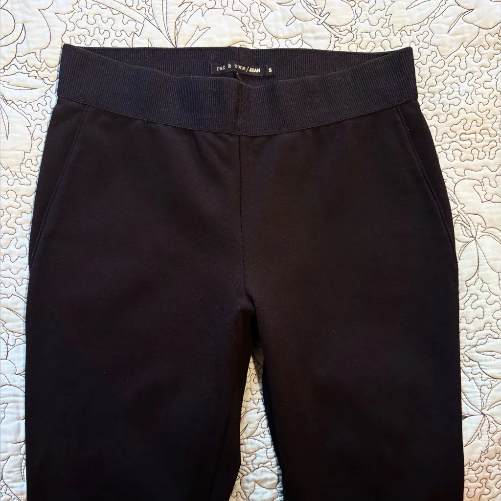 RAG & BONE/Jean Back Ankle Zip Elastic Pull On Black Skinny Pants ~Small🧡 - Image 5
