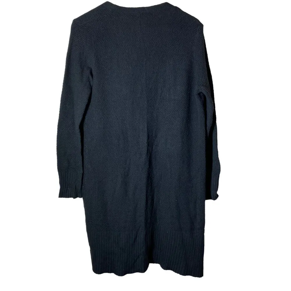 Allison Joy Black Waffle Long Cardigan Size Small Evereve - Image 3