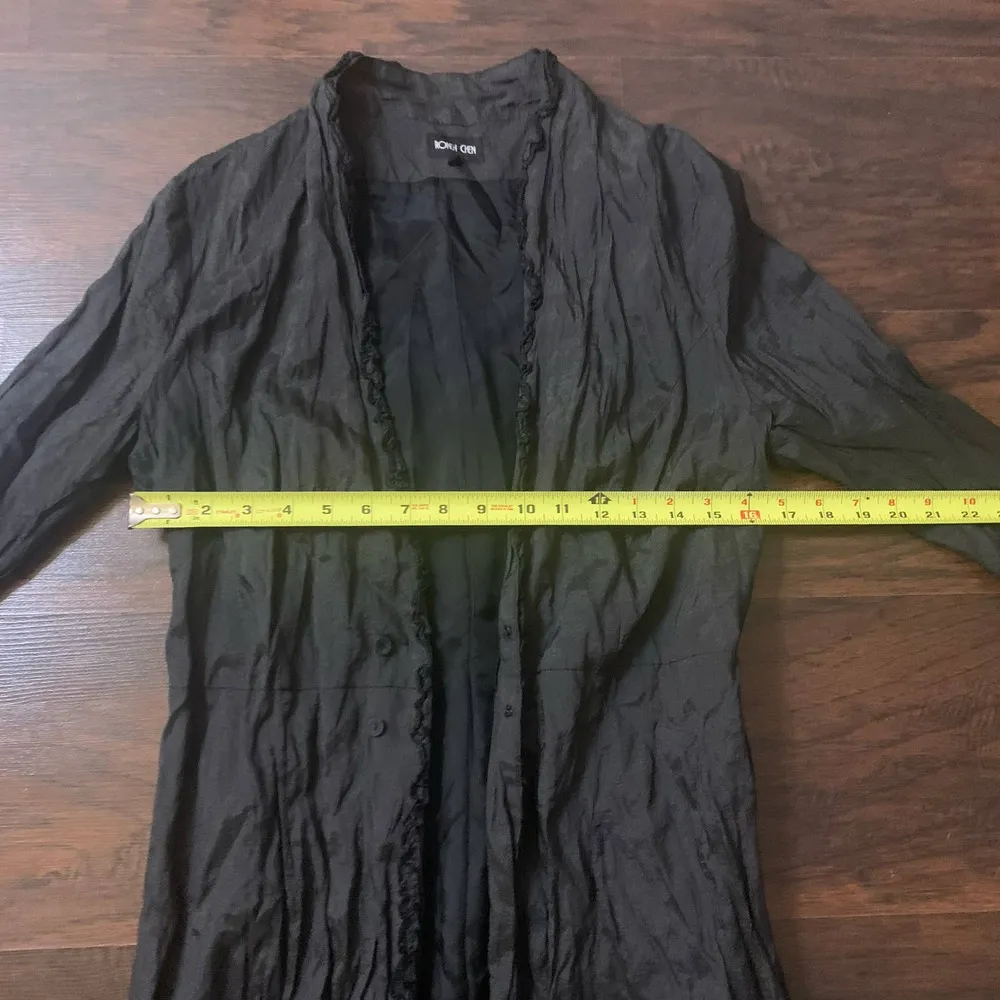 Ronen Chen black long sleeve duster jacket Size 10 - Image 12