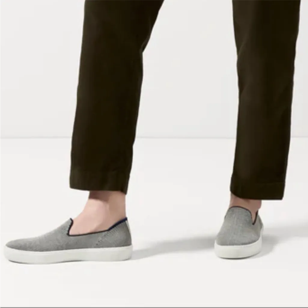 Rothy's The RS01 Knit Slip On Sneakers Women's Size 10 Black White Blue - Image 2