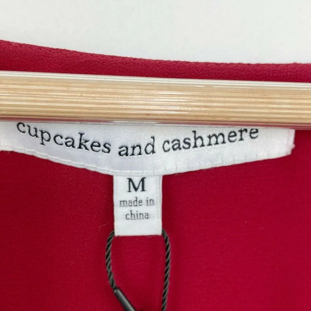 Cupcakes and Cashmere Perlanta Currant Red Satin Blouse Women's Size Medium M - Image 7