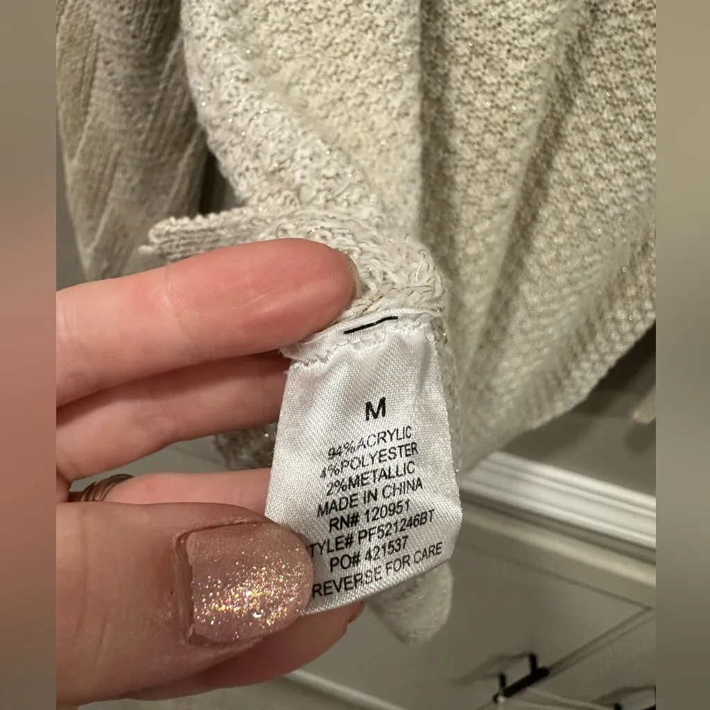 Pink Rose Cream Knit Sweater With Gold Glitter - Image 6