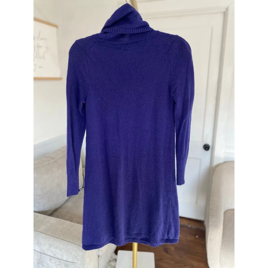 Banana Republic Purple Cashmere Wool Cowl Neck Mini Dress Quiet Luxury Party - Image 3