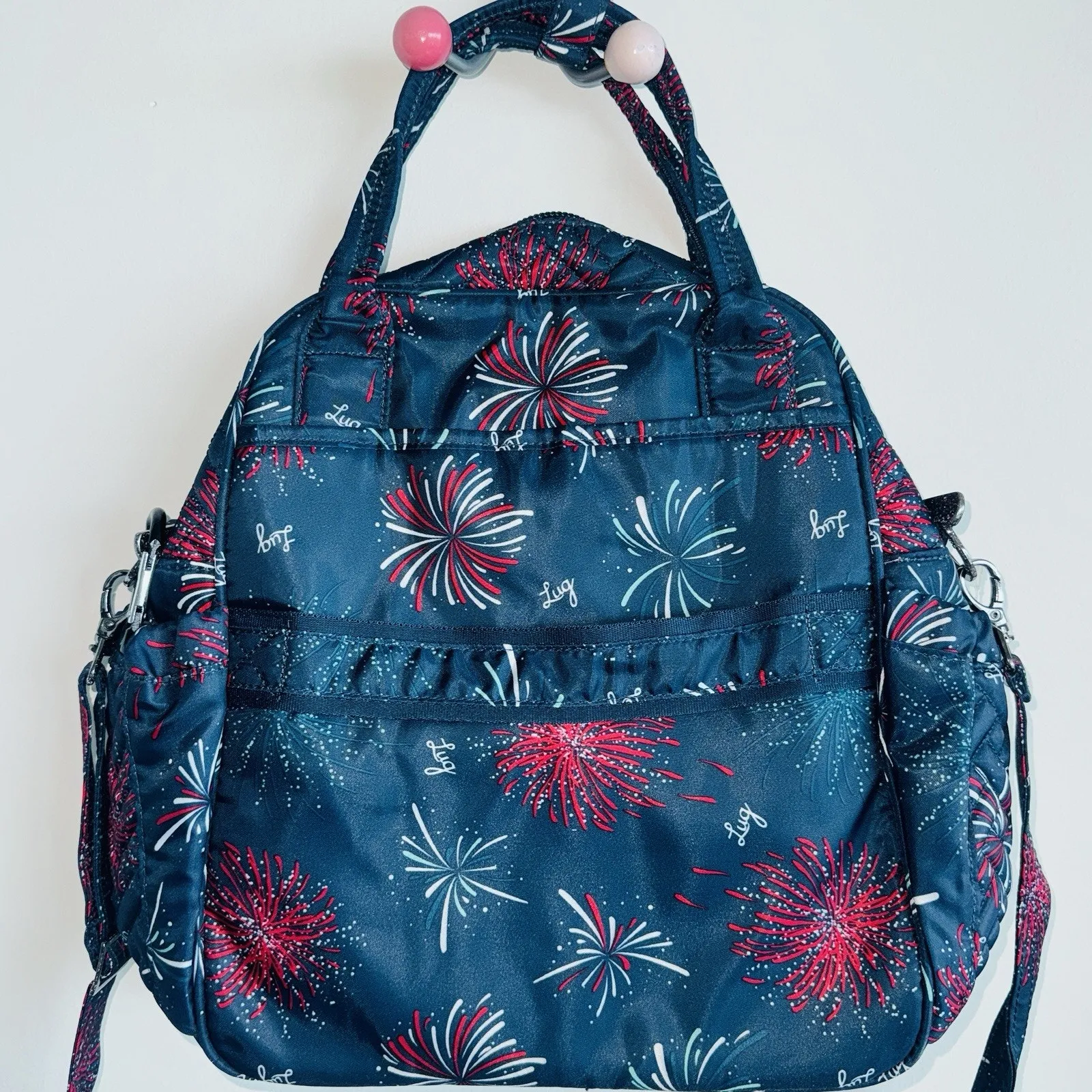 Lug Life Mini Puddle Jumper Tote Bag Crossbody Blue Fireworks Patriotic CLEAN!! - Image 3