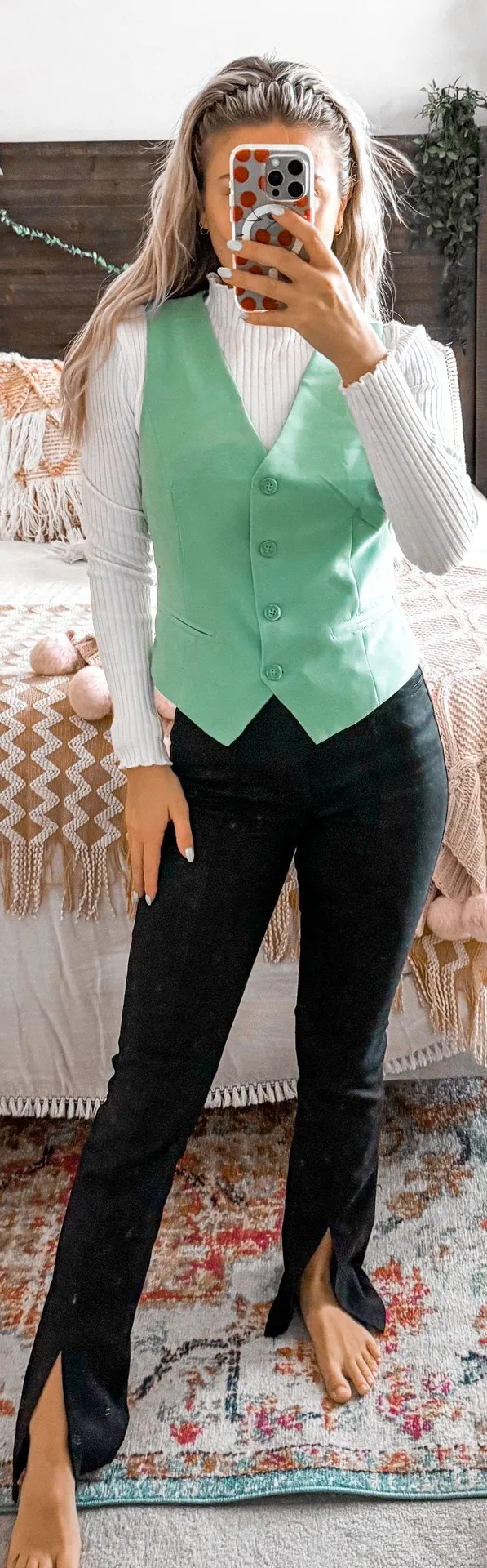 Sincerely Jules Light Green Button Up Vest - Image 3