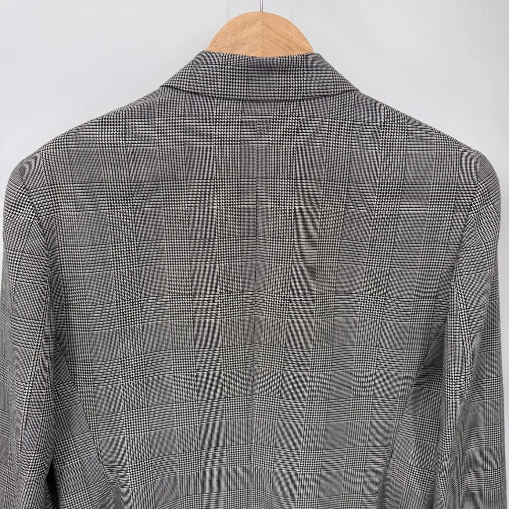 Classiques Entier Double Breasted Blazer Womens 12 Black White Plaid Wool VTG - Image 7