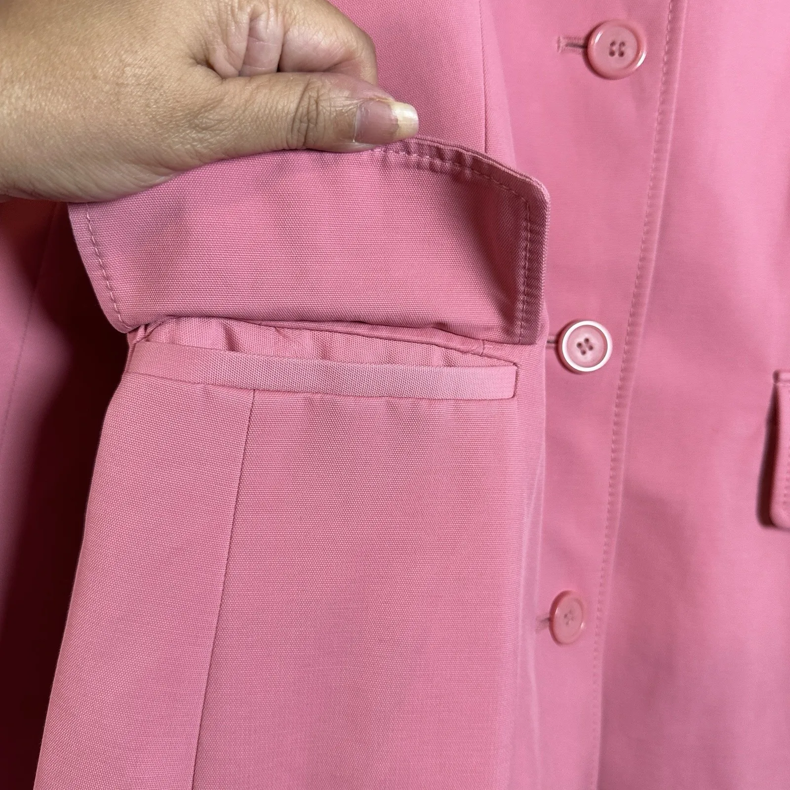 Express Women's M Pink Trench Coat Longline Button Front Fall Barbiecore Chic - Image 7