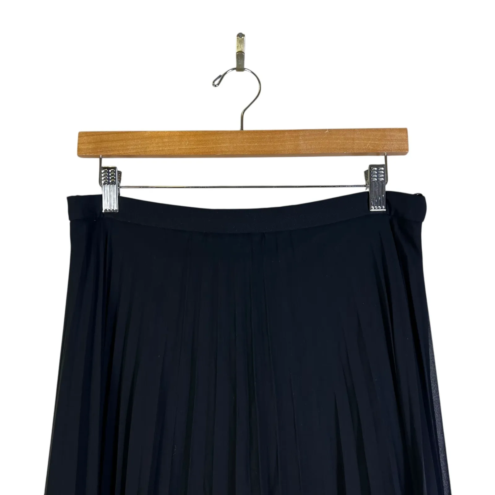 B. DARLIN Black Pleated Maxi Skirt Flowy Sheer Overlay Women's Size - Image 2