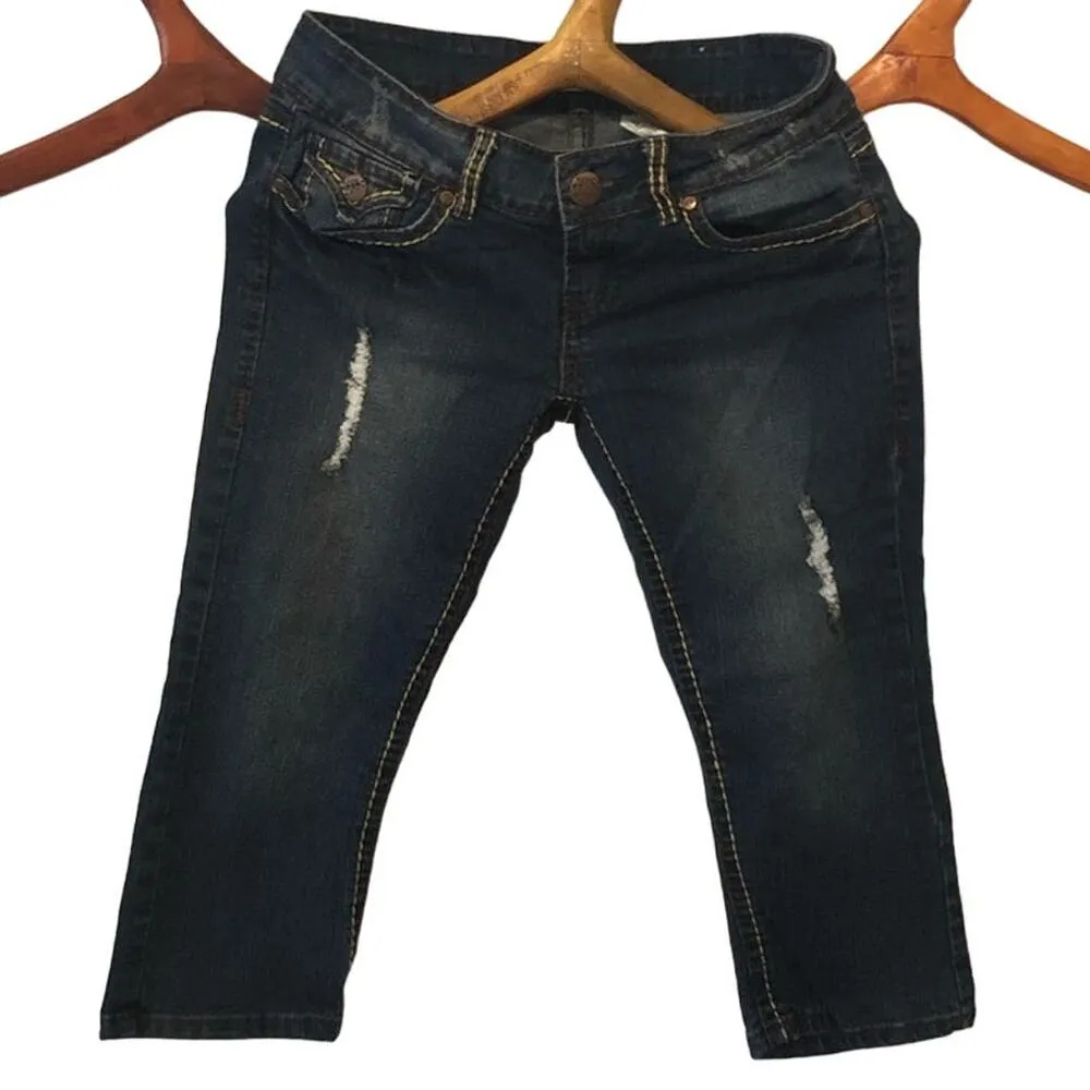 V.I.P. Distressed Cropped Denim Jeans - Image 3