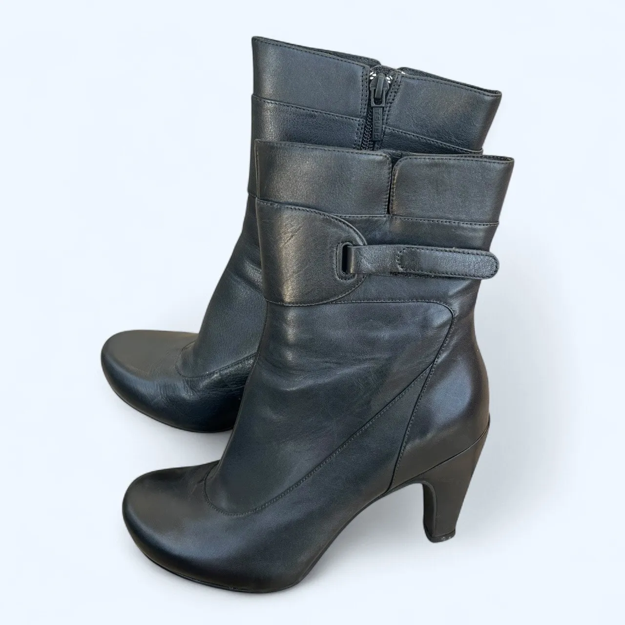 TSUBO CLEONE Black Women's Mid Calf Zip Boot Bootie Sz 8.5 Edgy Chic Minimalist - Image 6