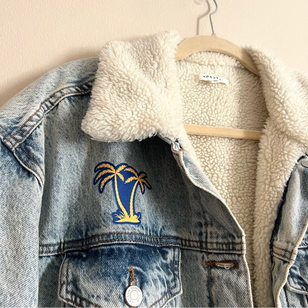 Pacsun LA Rams Denim Sherpa Jacket Size Medium/Large - Image 6