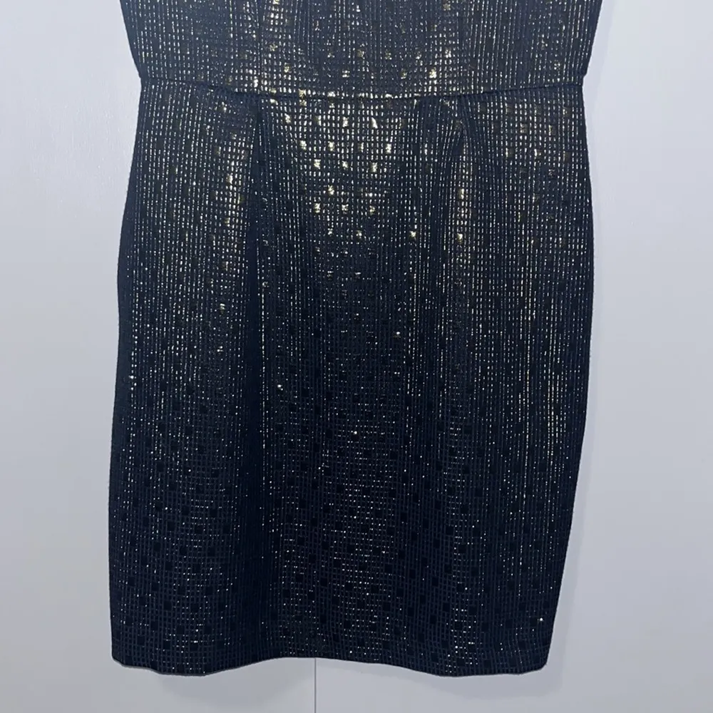 Covington Midi Dress Cap Sleeve Sheath Metallic Gold Square Women’s 12 - Image 3