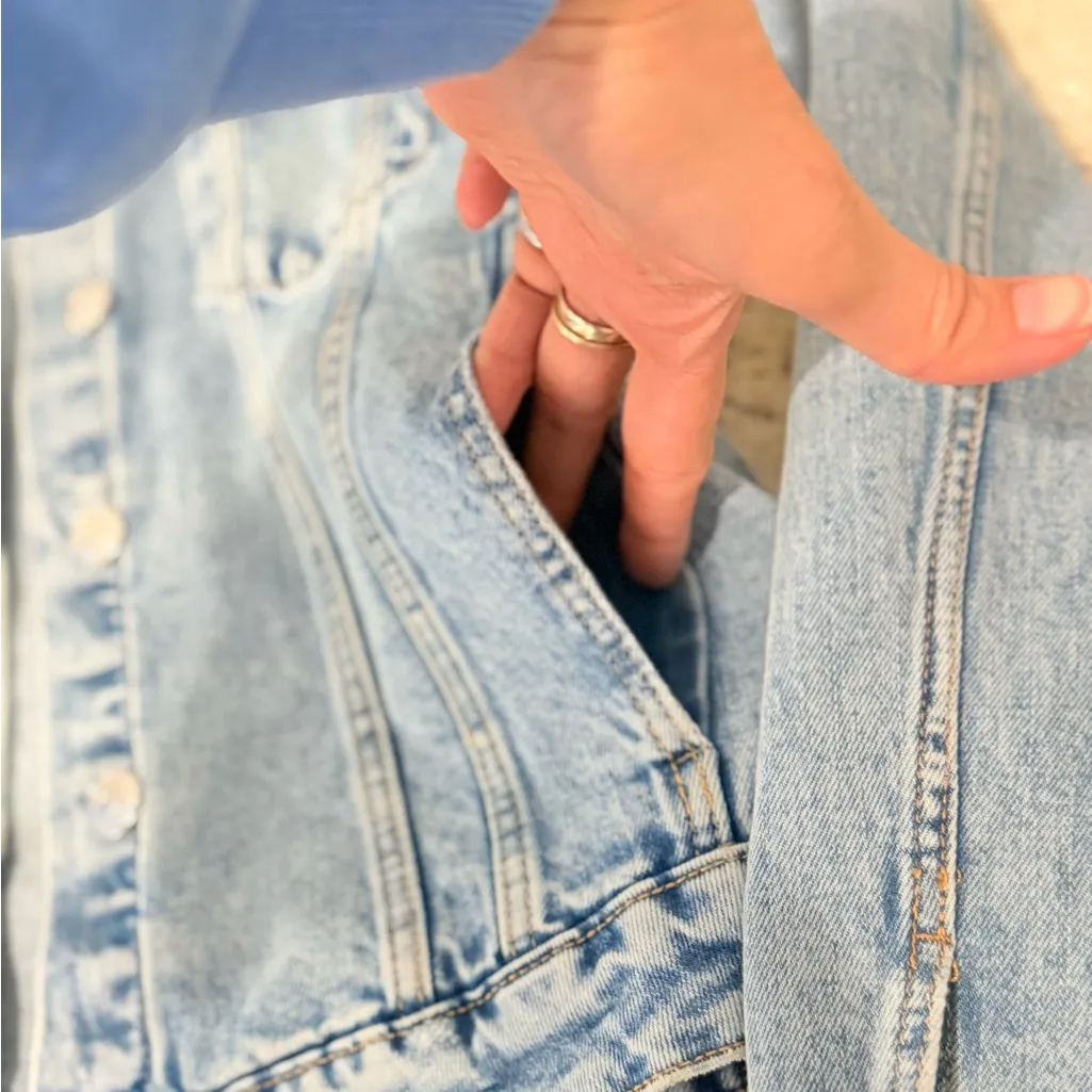 ZARA Denim Jacket Light Wash TRF Women’s Size M (MEX 28) Button Front - Image 4