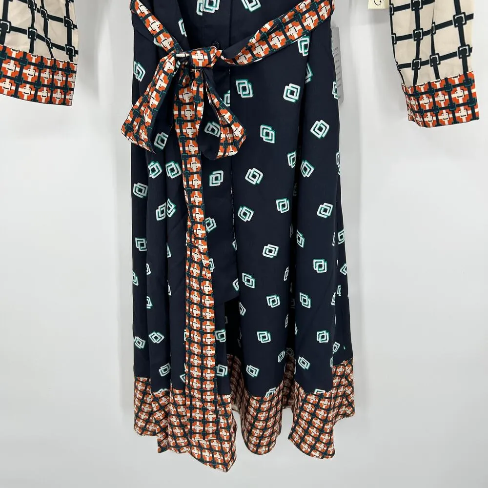 NWT Eliza J Geo Print Belted Shirtdress Collar Midi Button Closure Bold - Image 5