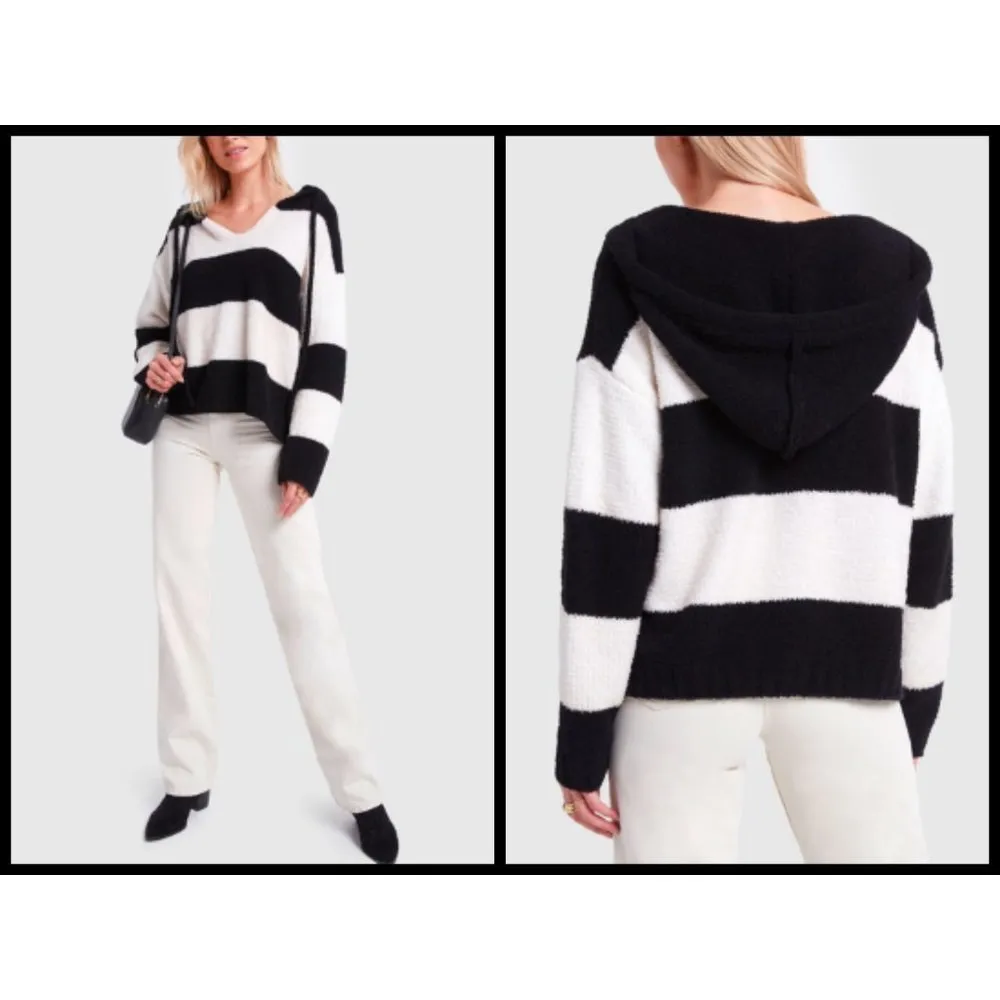 💕ATM💕 Chenille Bold Stripe Hoodie Sweatshirt Size XS - Image 3