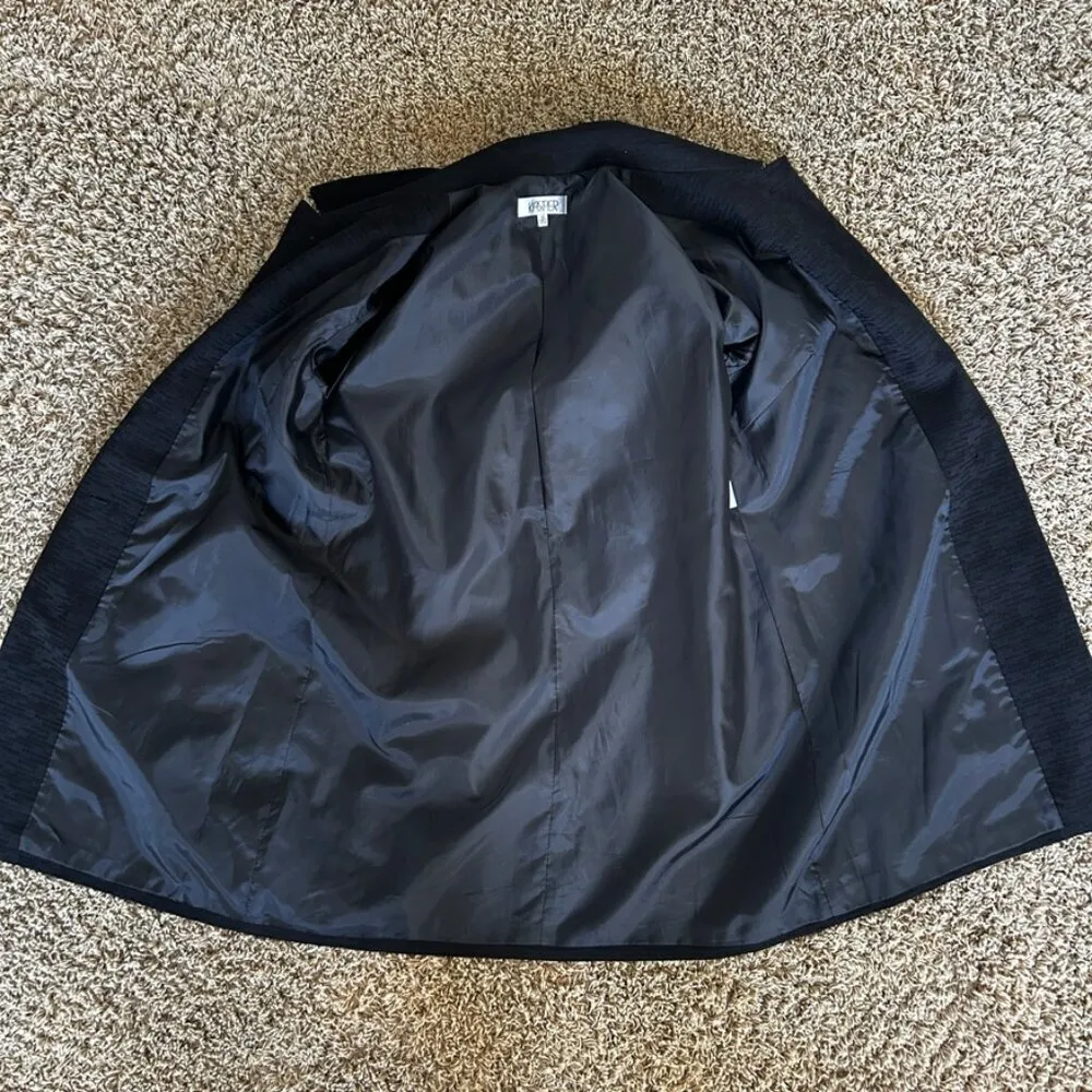 KASPER Black Dress Coat Textured Button Front Fully Lined in Size 10 - Image 6