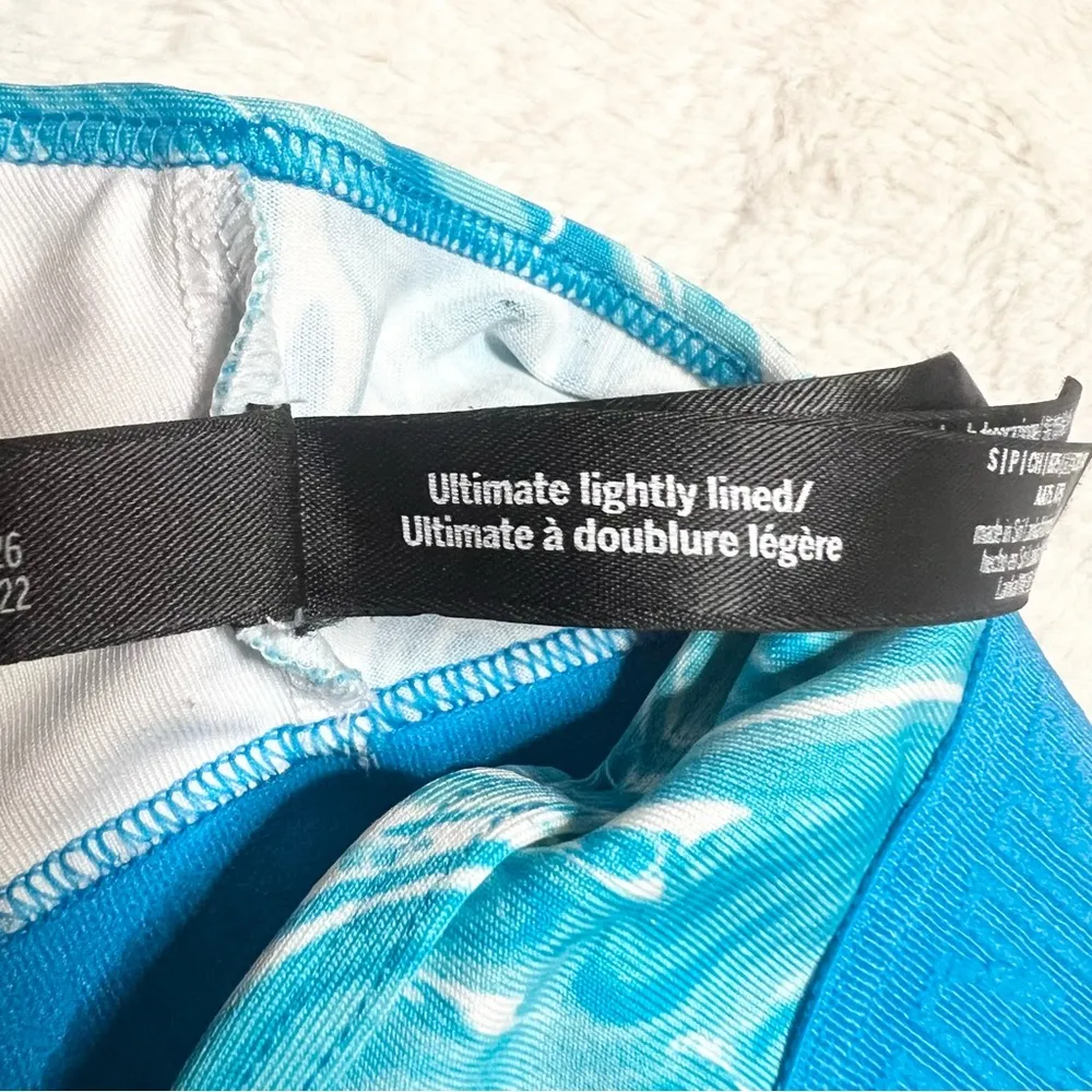 VS PINK Ultimate Lightly Lined Strappy Back Blue Marble Sports Bra Size Small - Image 9