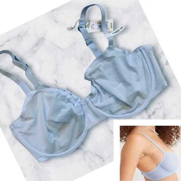 NWT* Aerie Smoothez Balconette Mesh Underwire Bra; size: various color: Lt. Blue - Image 2