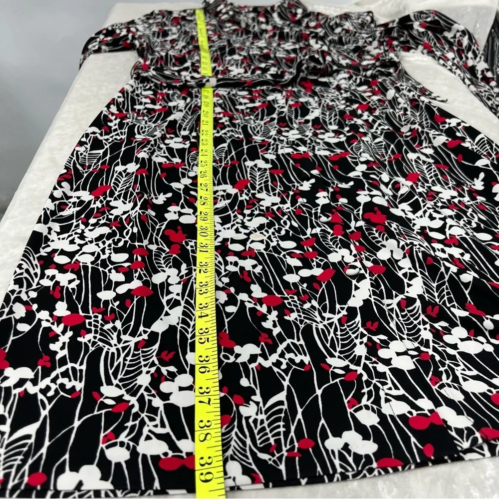 Talbots Ruffle Sleeve Jersey Vine Print M collared button up Shirt Dress w/belt - Image 10