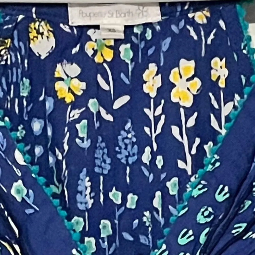 Poupette St Barth tunic blouse floral babydoll ruffle preppy boho size XS - Image 6