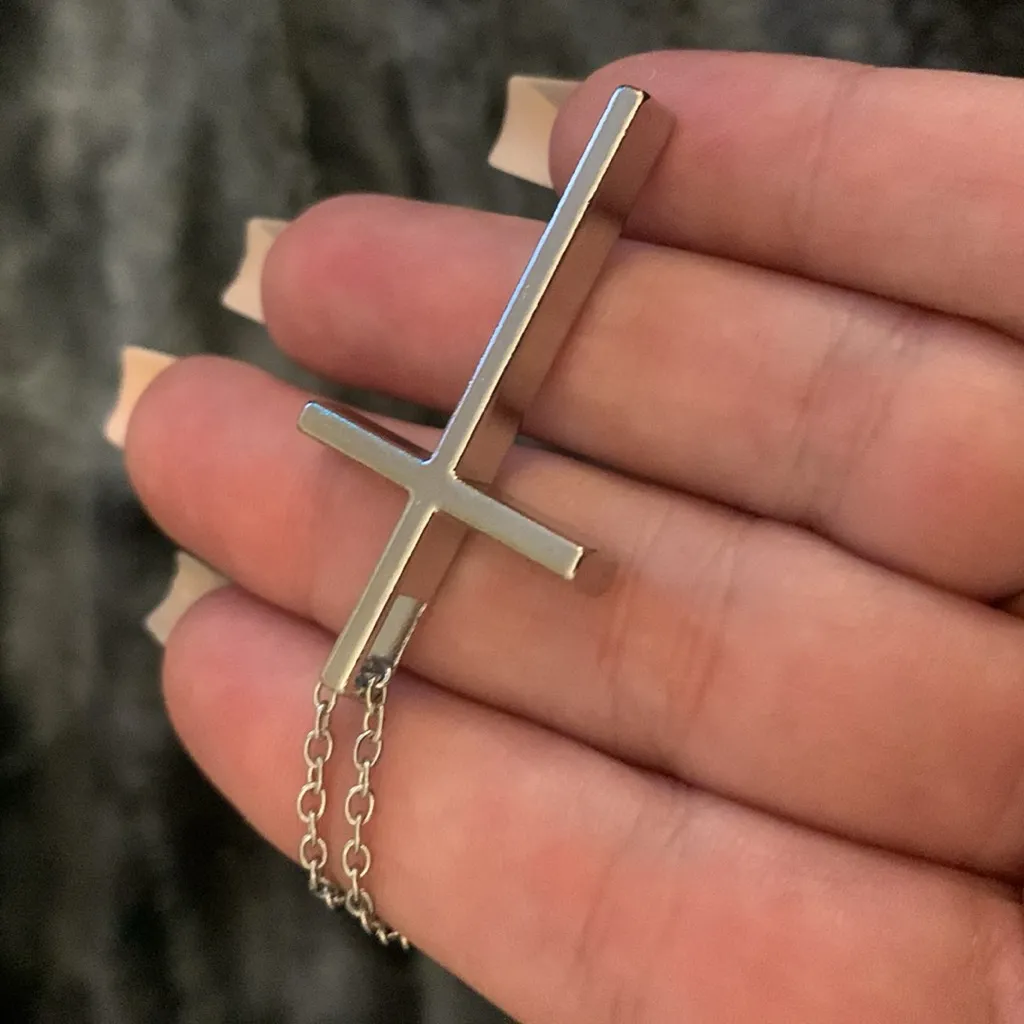 Simple Minimalist Silver Cross Necklace - Image 3