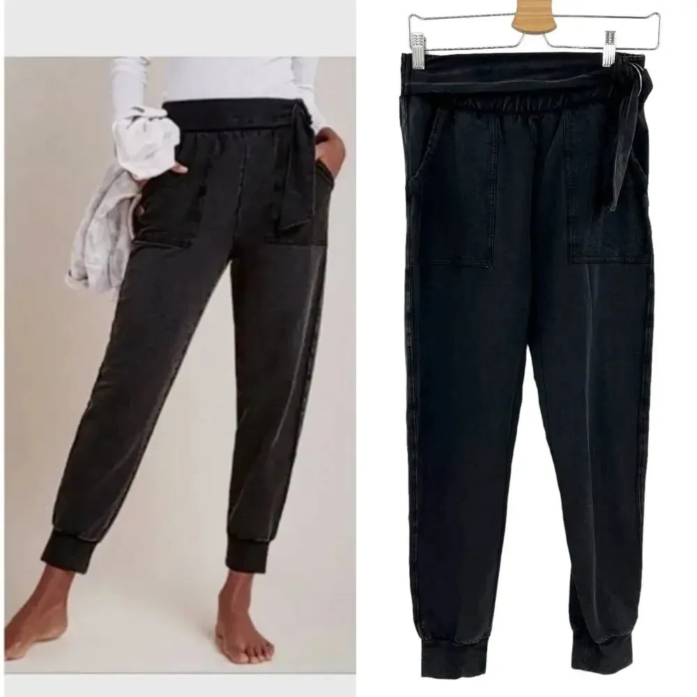 Anthropologie Saturday Sunday Sydney Joggers Sweatpants Pant Belted Tie Black XS - Image 2