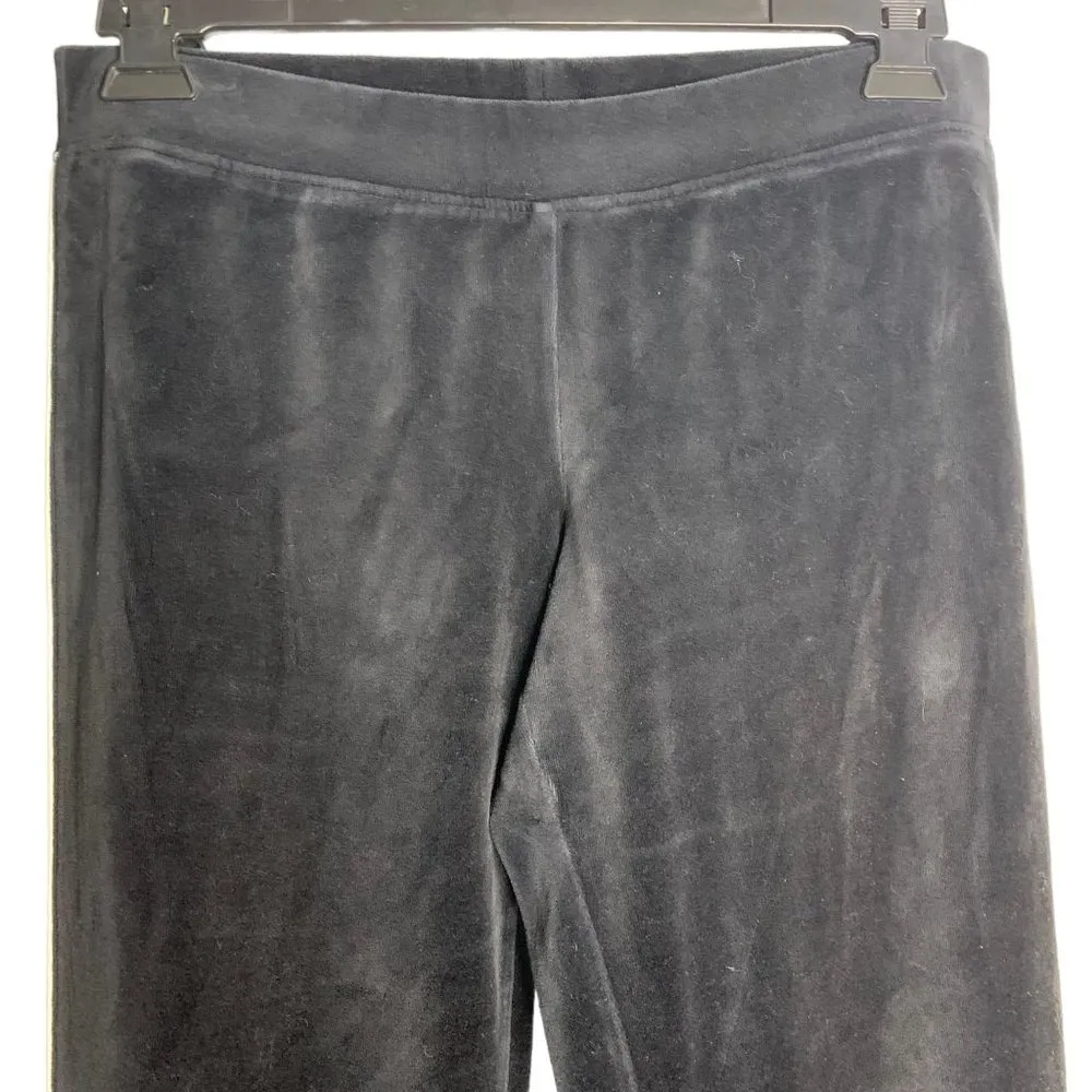 Boston Proper Velour Sweat Pants S Black Mid Rise Flared Elastic Waist - Image 2