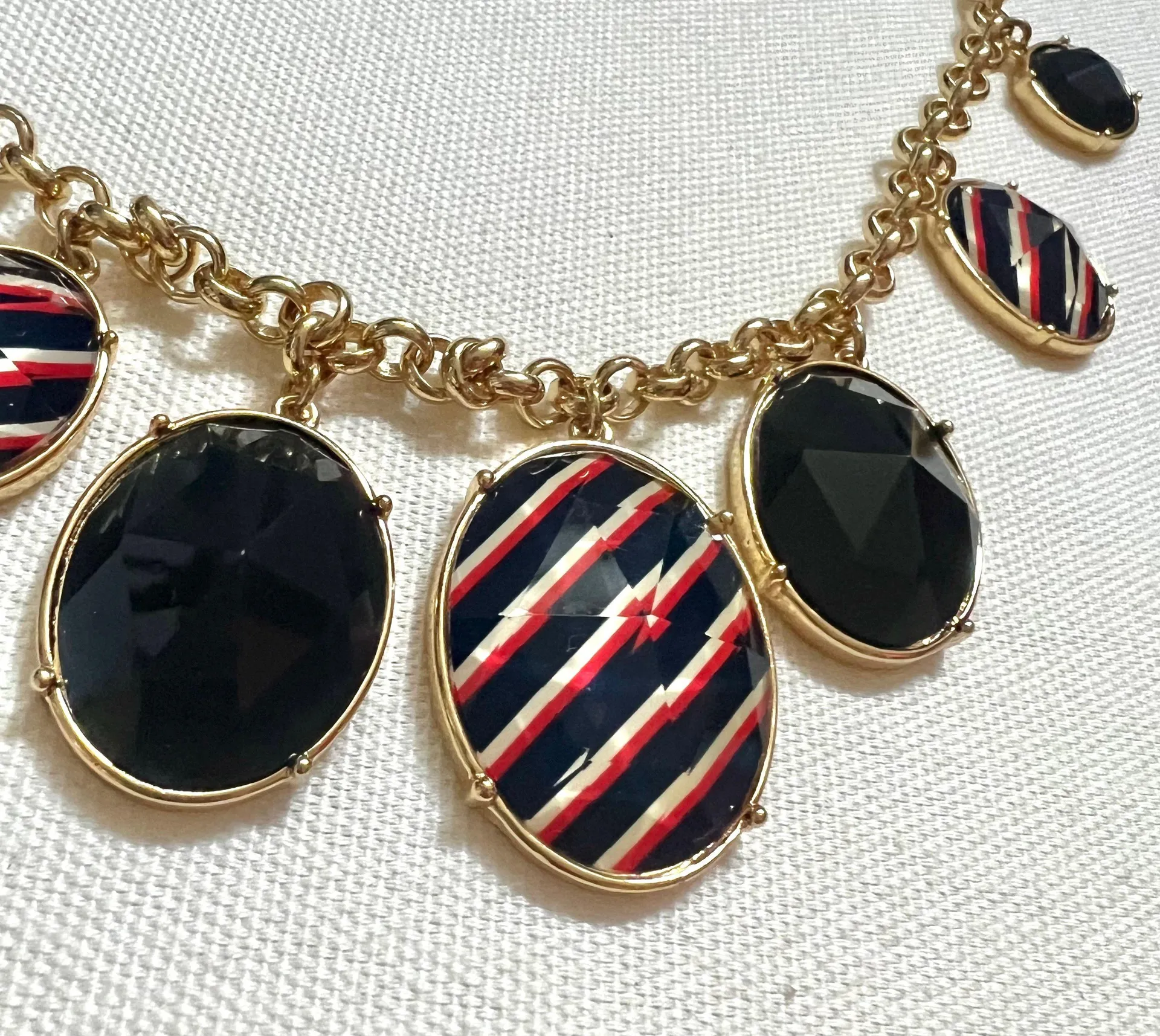 NWT  Red Navy Blue White Statement Necklace - Image 6