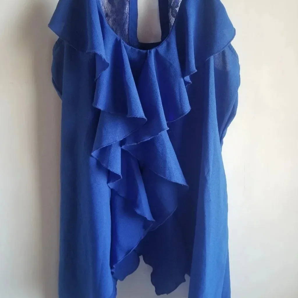 Heart Soul Navy Ruffle Lace Racerback Tank Top Size Small - Image 4