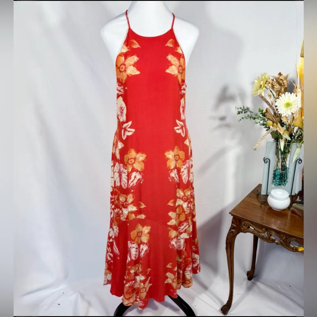 Free People Back 2 You Red Floral Slip Dress Boho Open Side Strappy Midi Sz S🧡 - Image 12